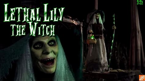 Home Accents Holiday. (110) Questions & Answers (29) 7 ft. Lethal Lily the Witch spooks visitors and trick-or-treaters. Servo motors bring frightful witch to life. Ask a question or read what others have asked for Home Accents Holiday 7 ft. Animated Lethal Lily Witch..