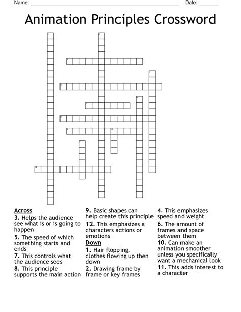 Animation Principles Crossword WordMint