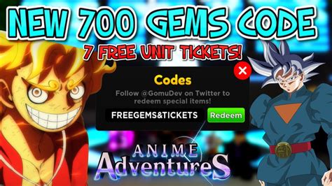 Anime Adventures codes in Roblox Free gems and summon tickets