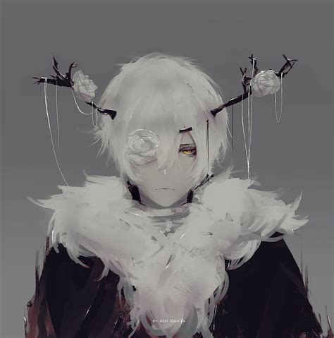 Anime Boy. Antlers, White Hair, Fur Coat] Sen, Aoi Ogata on, anime boys