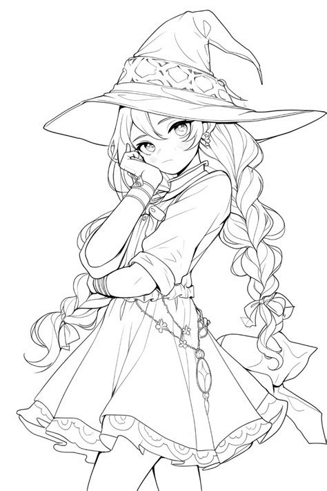 Anime Witch Pages Coloring Pages