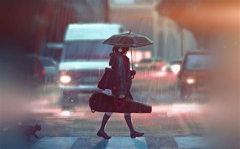 Anime rainy. Rainy Night Serenity with Anime Girl. A lo-fi anime-style wallpaper featuring a girl absorbed in her phone by a window, with a backdrop of a rain-drenched city night, exuding a cozy, tranquil vibe in high 4k resolution. Category: Anime. 