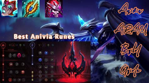 Our Anivia ARAM Build for LoL Patch 13.18 is updated daily with the best Anivia runes, items, counters, skill order, build order, mythic items, summoner spells, trinkets, and more. METAsrc calculates the best Anivia build based on data analysis of Anivia ARAM game match stats such as win rate, pick rate, KDA, ban rate, etc. This guide is .... 