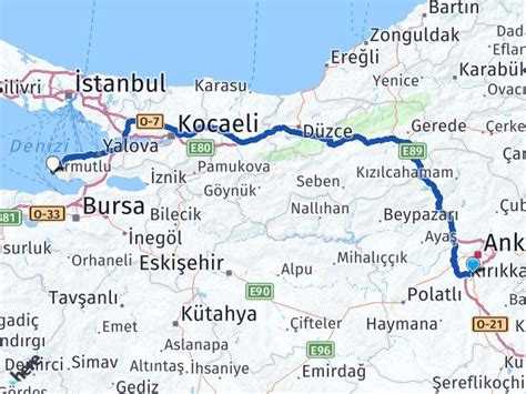 Ankara armutlu kaç km
