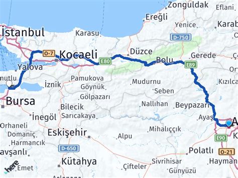 Ankara gemlik arası kaç km