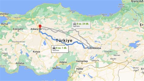 Ankara malatya arası kaç km dir