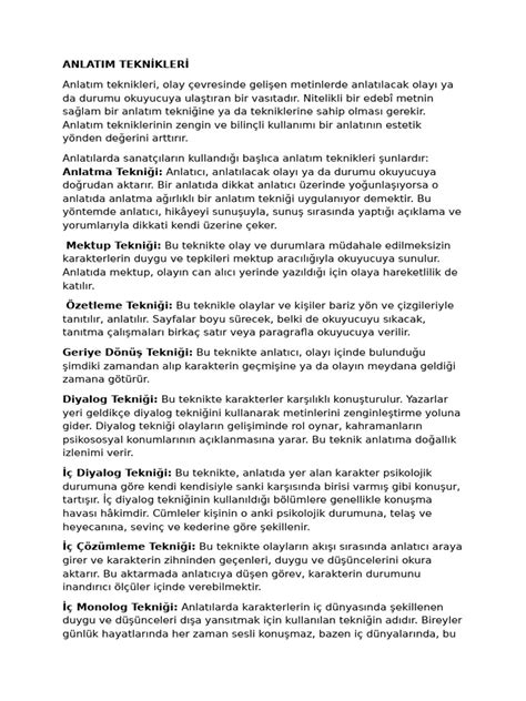 Anlatim Tekni̇kleri̇ PDF Scribd.