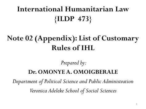 Annex. List of Customary Rules of International …