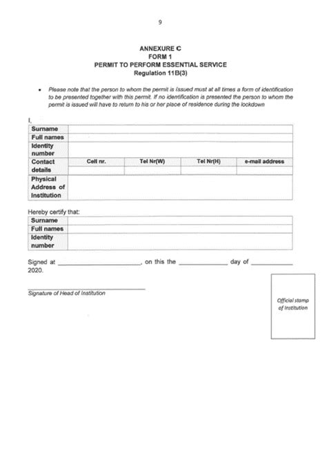 Annexure c Form 1 Regulation 11b(3)
