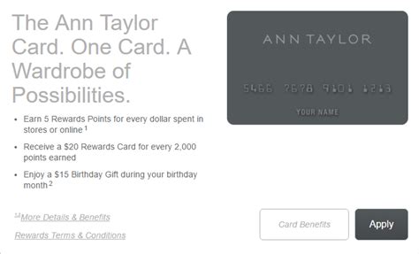 5 points per 1 spent on purchases at Ann Taylor, LOFT, Ann Taylor Factory, or LOFT Outlet 1. . Anntaylormastercard