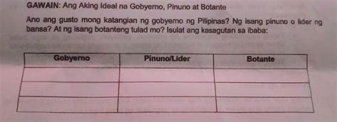 Ano Ang Gusto Mong Katangian Ng Gobyerno Ng Pilipinas Brainly