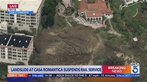 Another landslide at San Clemente's Casa Romantica suspends rail service again