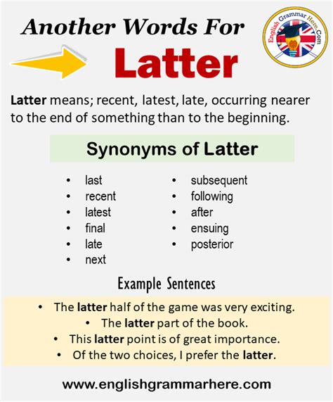 Another word for Latter, What is another, synonym word for Latter ...