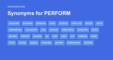 5 days ago · Synonyms for PERFORM in Eng