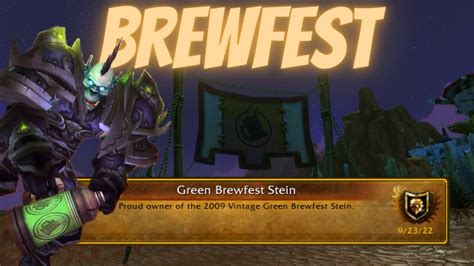 Brewfest Stein Voucher Quest Item Unique "Turn in to receive a Commemorative Brewfest Stein!" Related. Objective of (6) Objective of (6) Provided for (6) Provided for (6) Sounds (4) Sounds (4) Comments. Comments; Screenshots. Screenshots « First ‹ Previous 1 - 6 of 6 Next › Last » Name. Level. Req. Side. Rewards. Exp. Money. Category. Another Year, …. 