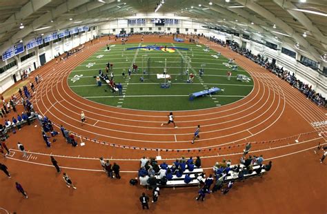 Anschutz sports pavilion. Junior sprinter Victoria Howard races ahead of the pack during the prelims of the women's 60-meter dash Saturday in the Anschutz Sports Pavilion. Howard placed second in the finals with 