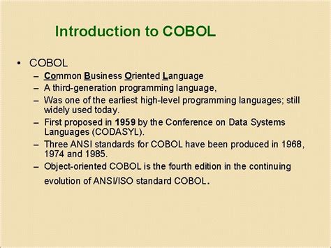 Ansi Structured Cobol An Introduction