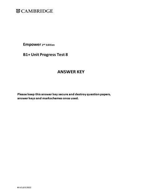 Answer 8 Work Edition Second Unit Key