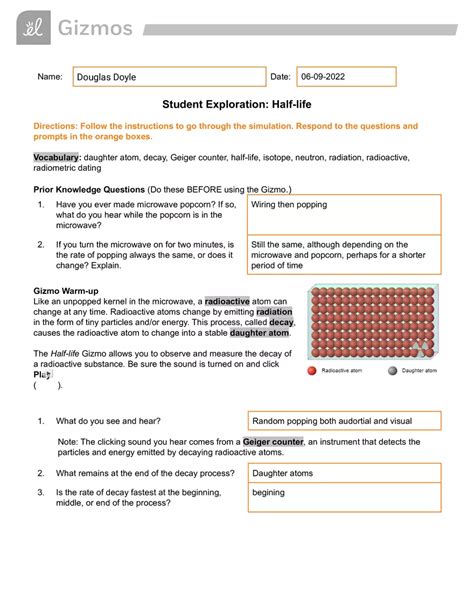 Answer Key Element Builder Gizmo Answers Half Life Gizmo Answer Key