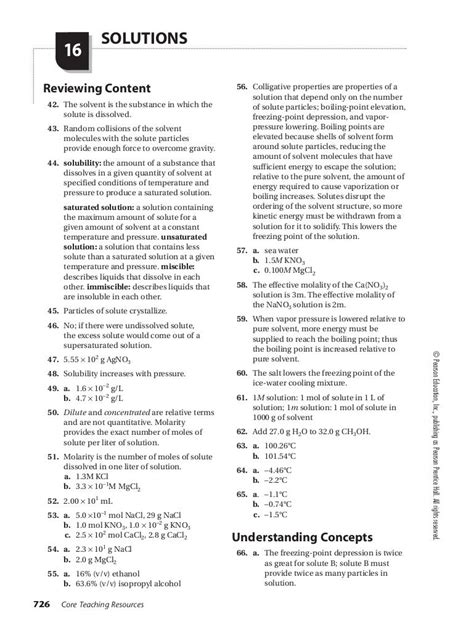 Answer Key For Chemistry Ch 16 Assessment