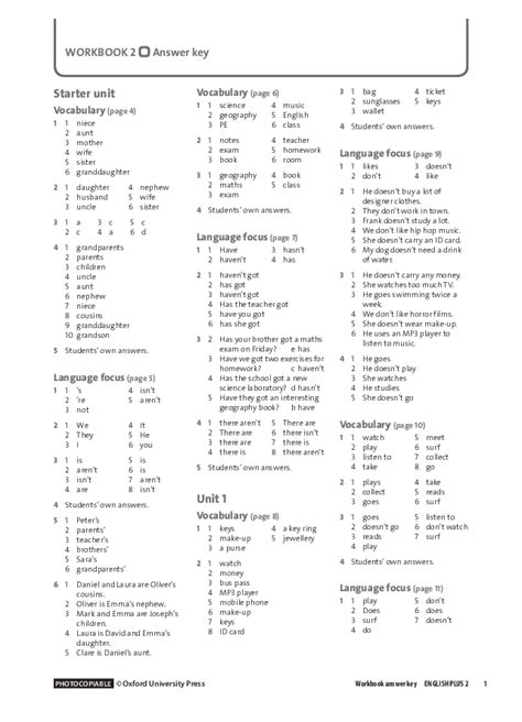 Answer Key Grammar Language Workbook Grade 7