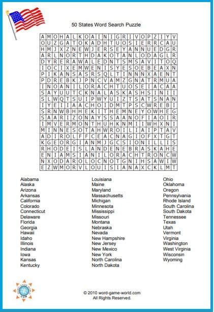 Answer Key To 50 State Word Search → Waltery Learning Solution for Student