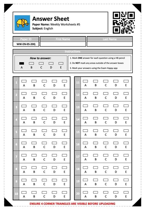 Answer Sheet English