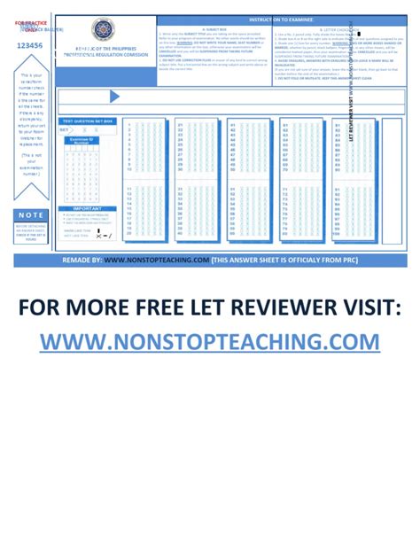 Answer Sheet For Let Pdf