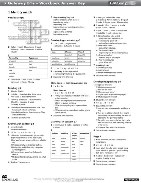 Answer Workbook B1online Gateway Unit Key 4