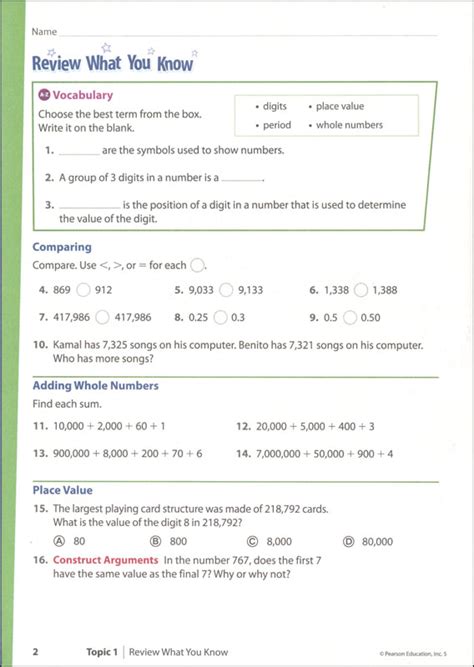 Answer key for envision math grade 5. - Trend setter student guide answers sheet.
