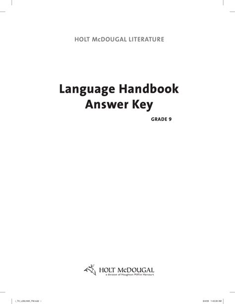 Answer key houghton mifflin harcourt language handbook 6th. - Estudos de folclore e música popular urbana.