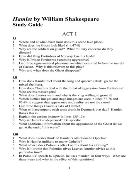 Answer key to hamlet study guide questions. - Study guide for stewarts multivariable calculus by richard st andre.