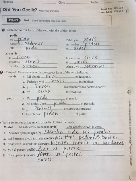 found for this concept.Some of the worksheets for this concept are Avancemos2 workbook answers unidad 5 232 pdf, Did you get it answer key, Did you get it presentacin de vocabulario 9091, Unidad 5 leccion 1 answers, Hola qu tal prctica a level 11a 25 avanza goal, Espaol dos, Repaso direct object pronouns, Nombre clase fecha.Found worksheet you. 