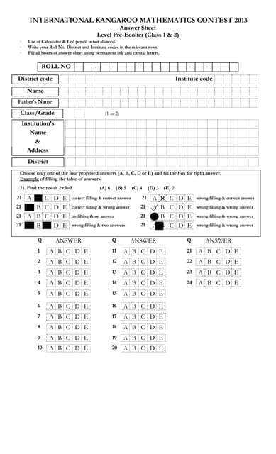 Answer sheet2013