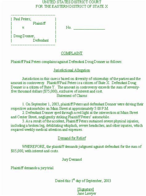Answer to Civil Complaint Example Peterainsworth
