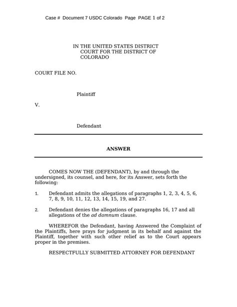 Answer to Complaint Attorney Docs