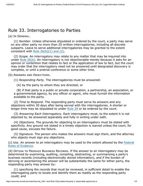 Answer to interrogatories pdf.  Overview When a party to a civil case nee...