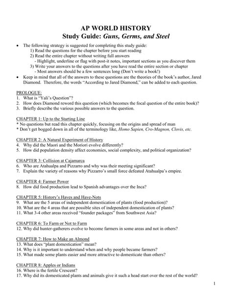 Answer to world history study guide. - English 11 credit 5 study guide answer.