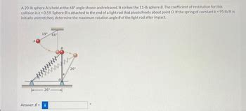 Answered: A 20-lb sphere A is held at the 68°… bartleby