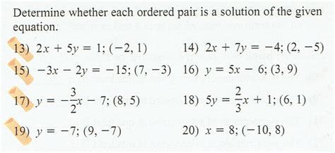 Answered: Determine whether each ordered pair is… bartleby