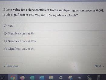 Answered: If the p-value for a slope coefficient… bartleby