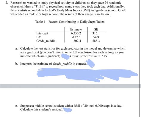 Answered: In a study on the physical activity of… bartleby