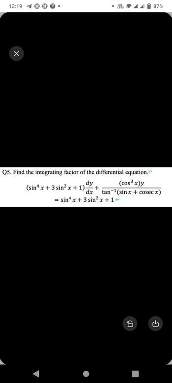 Answered: Q5. Find the integrating factor of the… bartleby