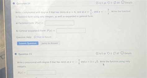 Answered 14) For a polynomial with Degree 3;… bartleby