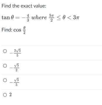 Answered Find the exact value of tan A in… bartleby