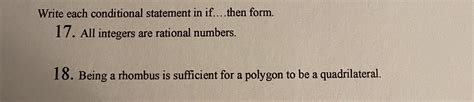 Answered Write each conditional statement in… bartleby
