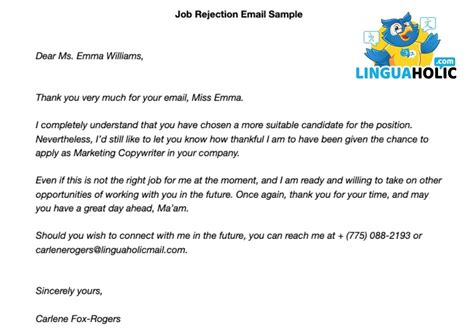Answering Job Rejection Email