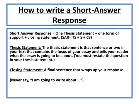 Answering Short-Answer Essays Student Success University of ...