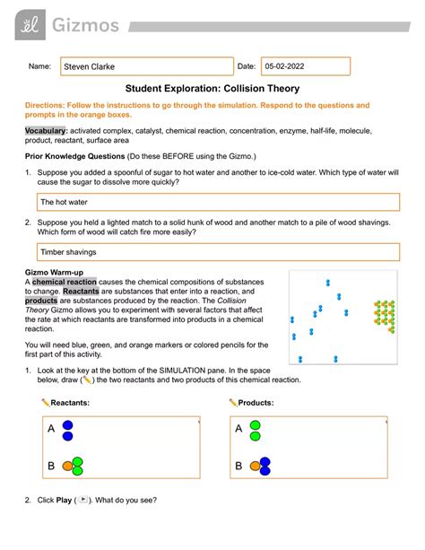 Answers Collision Theory Gizmo