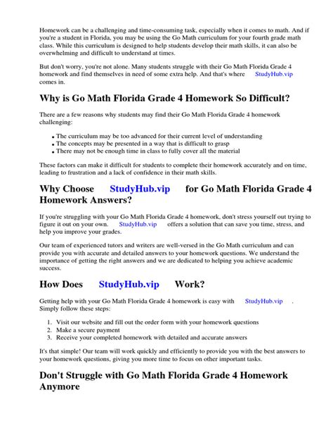 Answers For Go Math Florida